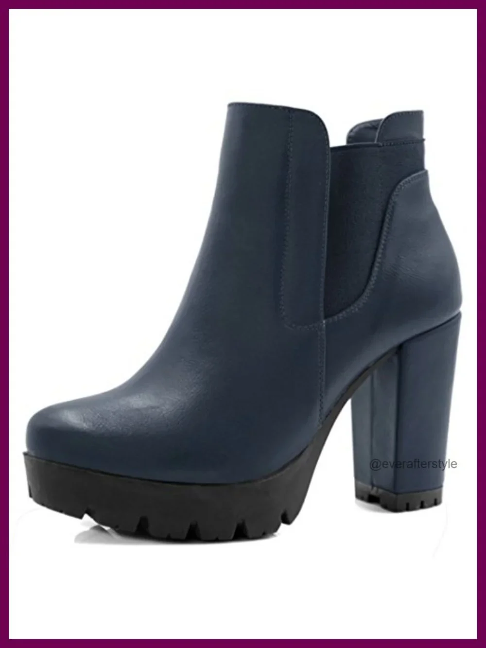 Chunky High Heel Platform Ankle Boots with Side Zip, Round Toe